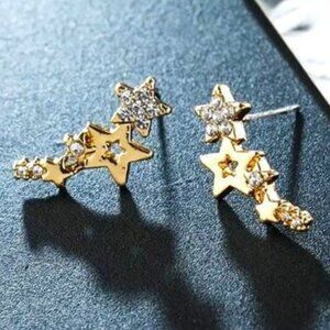 Earrings Stars Rhinestone Simple Trendy Gold Lobe Retro Y2K Glam Shooting